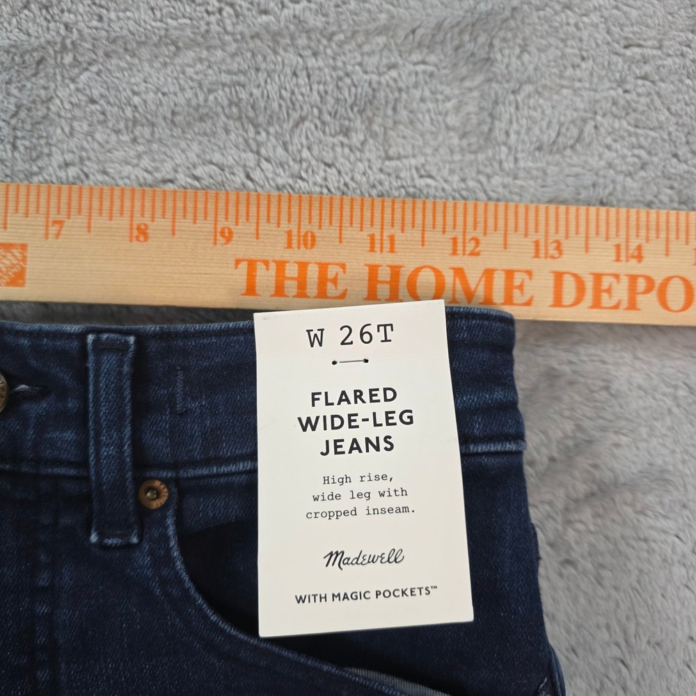 Madewell Women 26 Tall Kingston Wash Flared Wide Leg Cropped Jeans High Rise - Picture 7 of 13